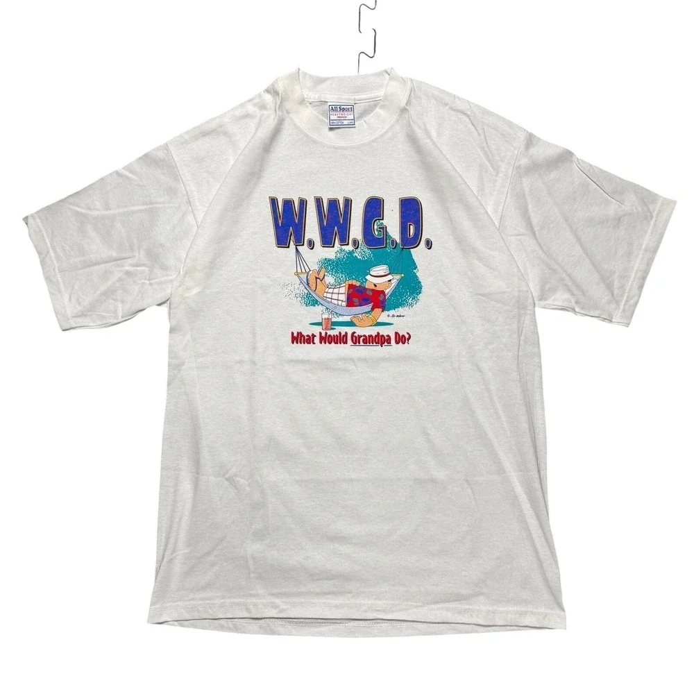 All Sport heavyweight What Would Grandpa Do Graphic T Shirt Mens L White